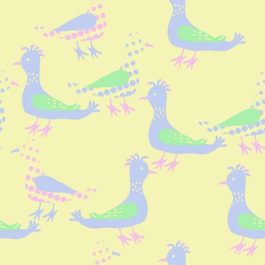 Renkli kuşlar, vektör arka plan ile dikişsiz desen