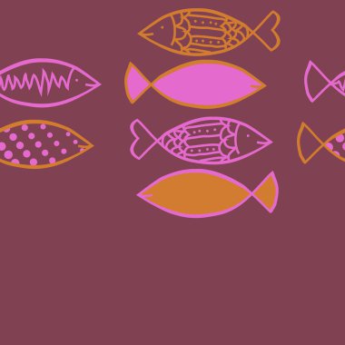 Renkli balık ile dikişsiz soyut desen, vektör illüstrasyon