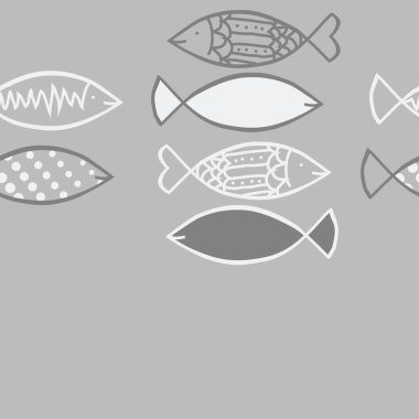 Renkli balık ile dikişsiz soyut desen, vektör illüstrasyon