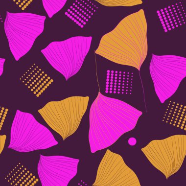 dekoratif soyut yaprakların dikişsiz desen parlak, renkli vektör illüstrasyon, çiçek arka plan