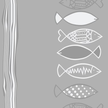 Renkli balık ile dikişsiz soyut desen, vektör illüstrasyon