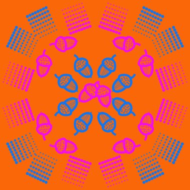 renkli soyut basit meşe palamudu desen