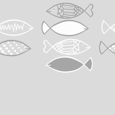 Renkli balık ile dikişsiz soyut desen, vektör illüstrasyon