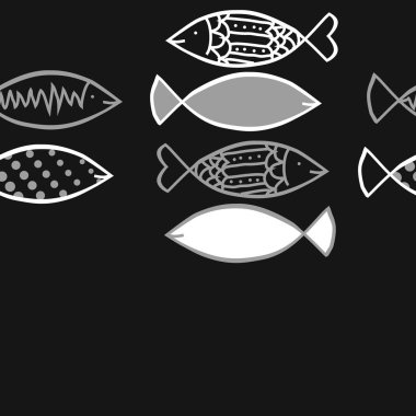 Renkli balık ile dikişsiz soyut desen, vektör illüstrasyon