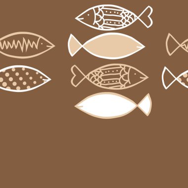 Renkli balık ile dikişsiz soyut desen, vektör illüstrasyon