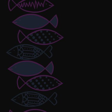 Dikişsiz soyut balık deseni, vektör arka plan