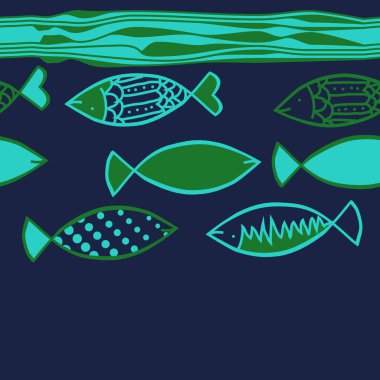 Renkli balık ile dikişsiz soyut desen