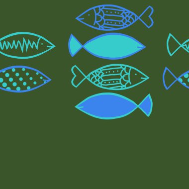 Renkli balık ile dikişsiz soyut desen, vektör illüstrasyon