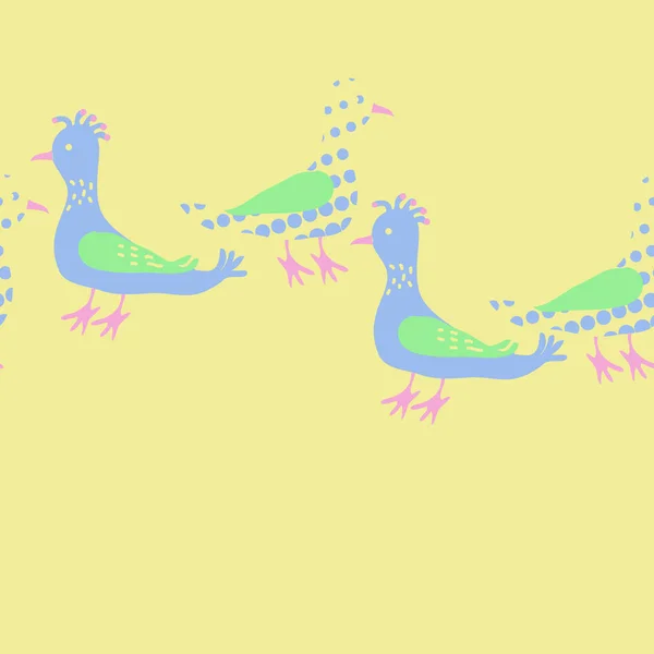 Patrón Sin Costuras Con Aves Coloridas Fondo Vectorial — Archivo Imágenes Vectoriales