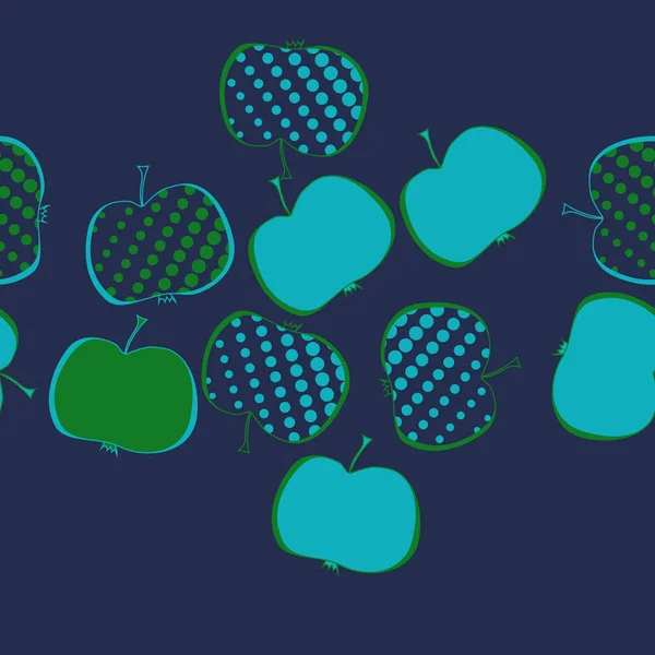 カラフルなリンゴ ベクトルの背景とシームレスなパターン — ストックベクタ