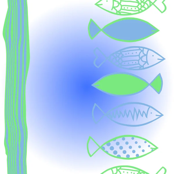 Безшовний Абстрактний Візерунок Кольоровою Рибою — стоковий вектор