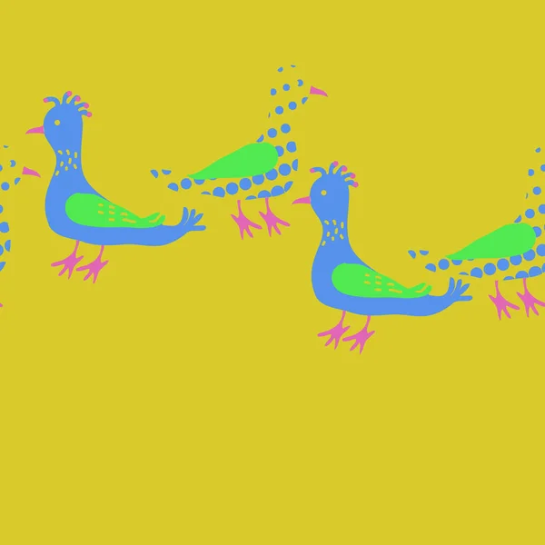 Renkli Kuşlar Vektör Arka Plan Ile Dikişsiz Desen — Stok Vektör