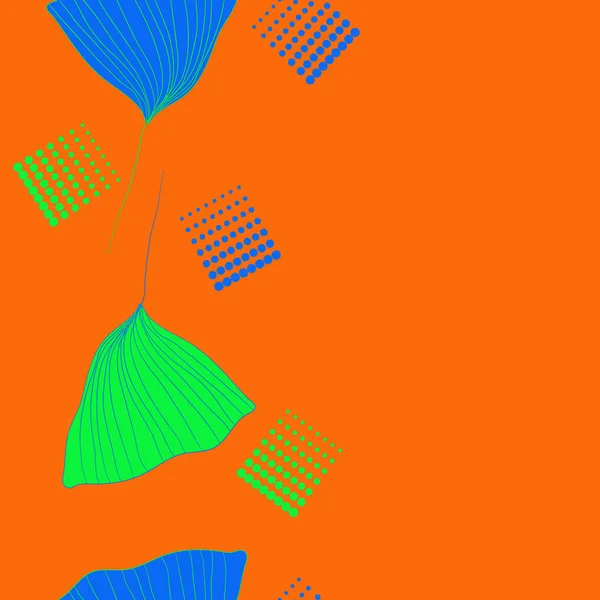 Ilustrasi Vektor Abstrak Oranye Dari Pola Tak Berjahit Dari Daun - Stok Vektor