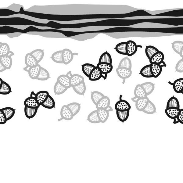 Nahtloses Muster Mit Eicheln Vektorhintergrund — Stockvektor