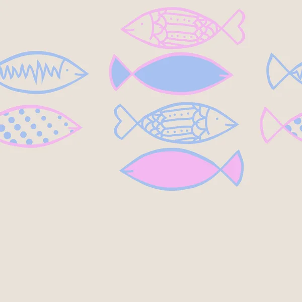 Nahtlose Abstrakte Muster Mit Farbigen Fischen Vektorillustration — Stockvektor