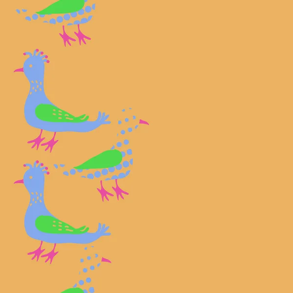 Бесшовный Рисунок Красочными Птицами Векторным Фоном — стоковый вектор
