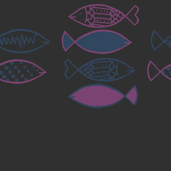 Pola Abstrak Mulus Dengan Ikan Berwarna Ilustrasi Vektor - Stok Vektor