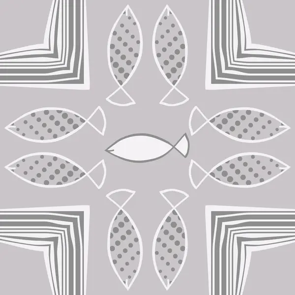 Seamless Abstract Pattern Colored Fish — Stock Vector