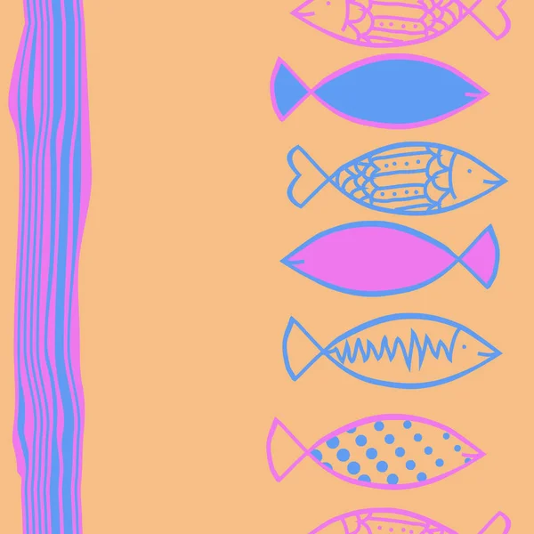 Nahtlose Abstrakte Muster Mit Farbigen Fischen Vektorillustration — Stockvektor