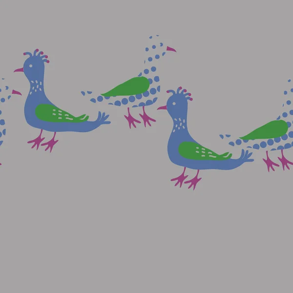Naadloze Patroon Met Kleurrijke Vogels Vector Achtergrond — Stockvector