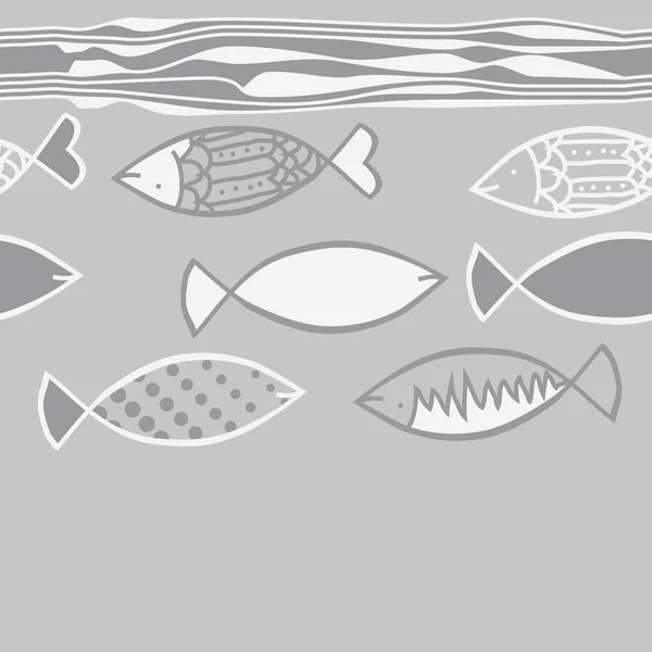Бесшовный Абстрактный Рисунок Цветной Рыбой — стоковый вектор