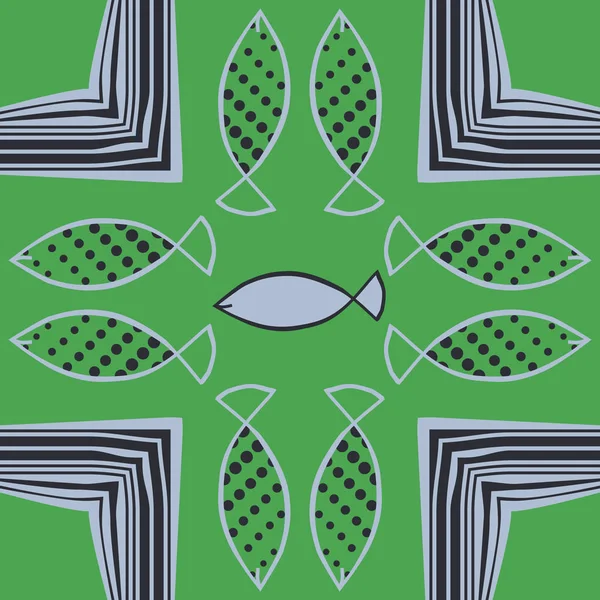 Bezproblémový Abstraktní Vzor Barevnou Rybou — Stockový vektor