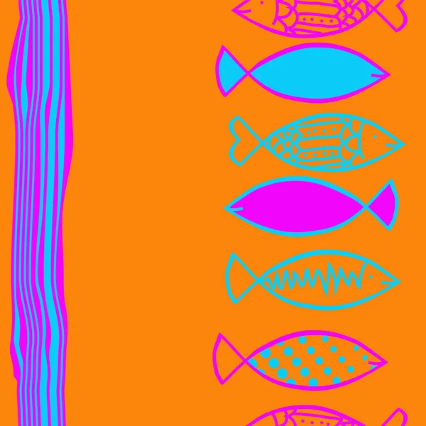 Modèle Abstrait Sans Couture Avec Des Poissons Colorés — Image vectorielle