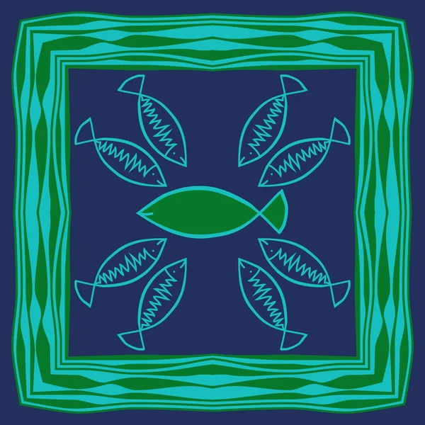 Naadloos Abstract Patroon Met Kleurrijke Vissen — Stockvector