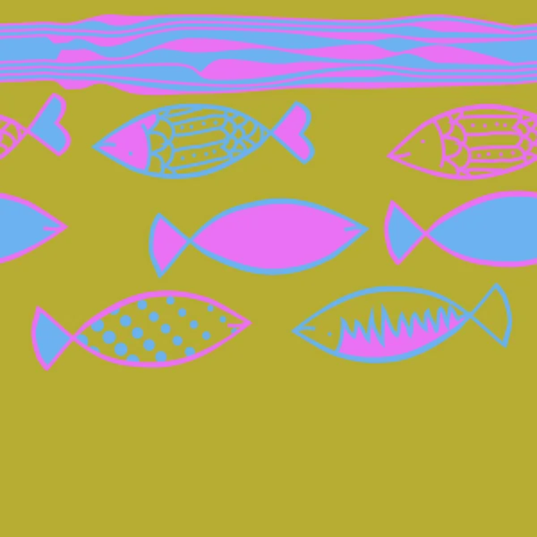 Modèle Abstrait Sans Couture Avec Des Poissons Colorés — Image vectorielle