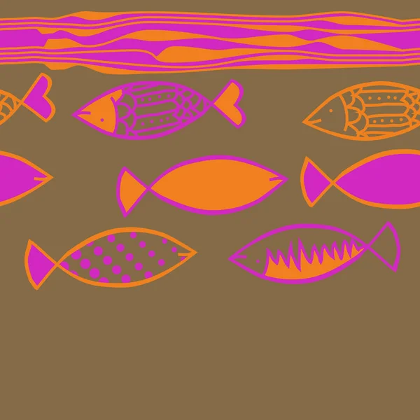 Безшовний Абстрактний Візерунок Кольоровою Рибою — стоковий вектор
