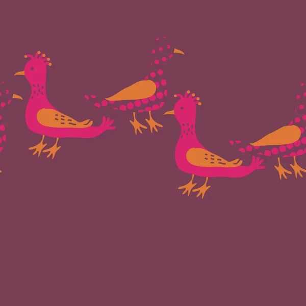 Płynny Wzór Kolorowymi Ptakami Tło Wektorowe — Wektor stockowy