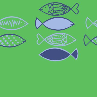 Renkli balık ile dikişsiz soyut desen, vektör illüstrasyon