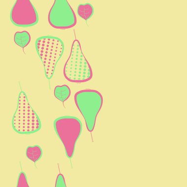 Renkli armutlar, vektör arka plan ile dikişsiz desen