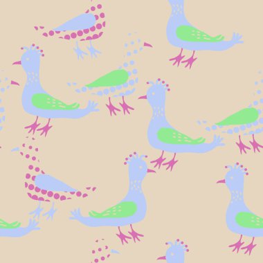 Renkli kuşlar, vektör arka plan ile dikişsiz desen