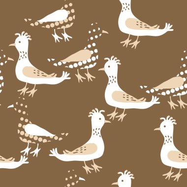 Renkli kuşlar, vektör arka plan ile dikişsiz desen