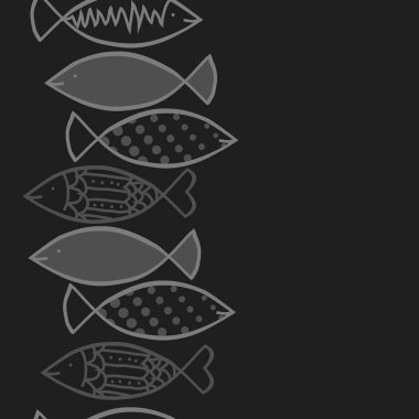 Dikişsiz soyut balık deseni, vektör arka plan