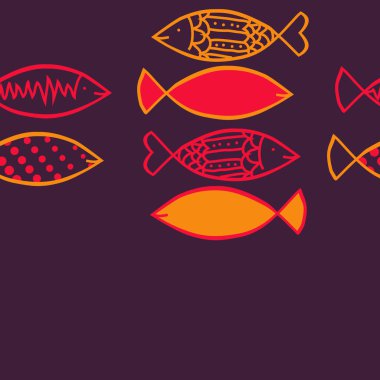 Renkli balık ile dikişsiz soyut desen, vektör illüstrasyon