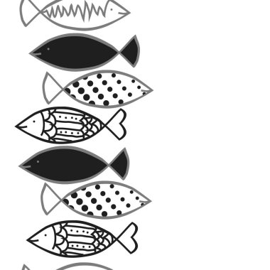 Dikişsiz soyut balık deseni, vektör arka plan