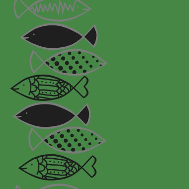 Dikişsiz soyut balık deseni, vektör arka plan