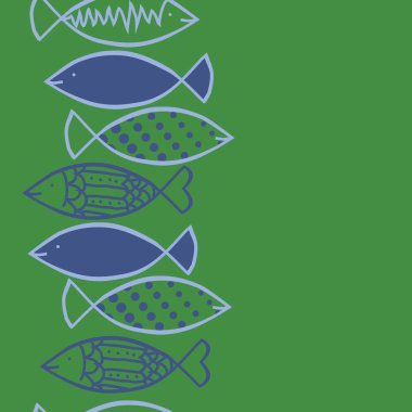 Dikişsiz soyut balık deseni, vektör arka plan