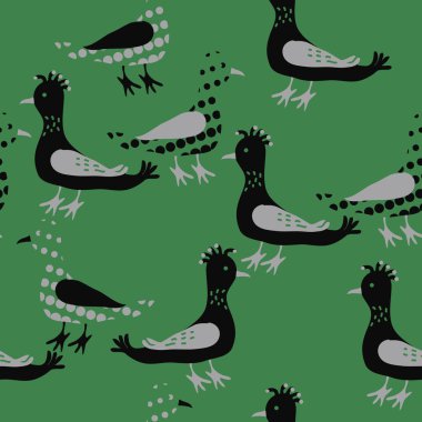 Renkli kuşlar, vektör arka plan ile dikişsiz desen