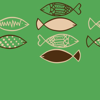 Renkli balık ile dikişsiz soyut desen, vektör illüstrasyon