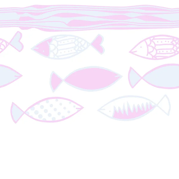 Bezszwowy Abstrakcyjny Wzór Kolorowymi Rybami — Wektor stockowy