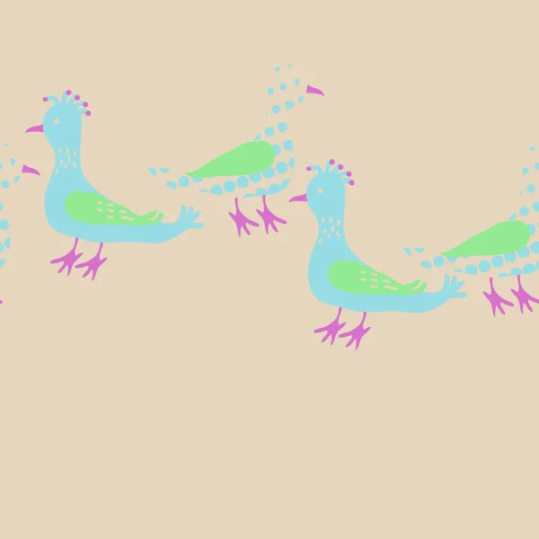 Modello Senza Soluzione Continuità Con Uccelli Colorati Sfondo Vettoriale — Vettoriale Stock