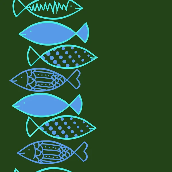 Dikişsiz soyut balık deseni, vektör arka plan