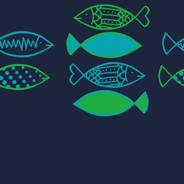 Χωρίς Ραφές Αφηρημένο Μοτίβο Χρωματιστά Ψάρια Απεικόνιση Διάνυσμα — Διανυσματικό Αρχείο