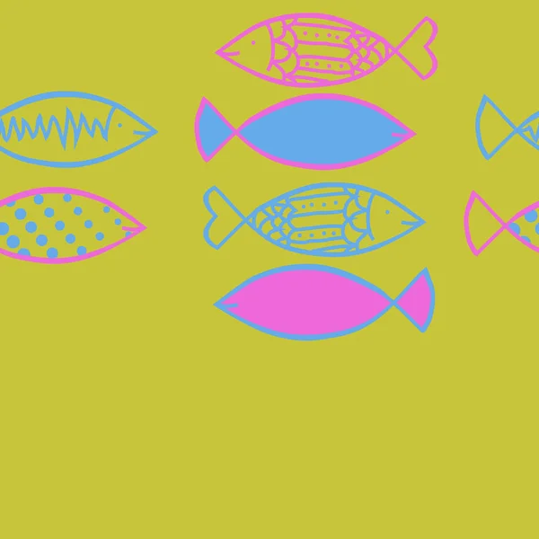 Modèle Abstrait Sans Couture Avec Des Poissons Colorés Illustration Vectorielle — Image vectorielle