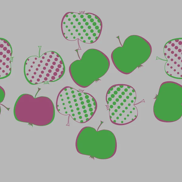 Бесшовный Рисунок Цветными Яблоками — стоковый вектор