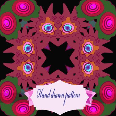 Renkli çiçek motifinin dairesel dikişsiz deseni