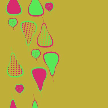 Renkli armutlar, vektör arka plan ile dikişsiz desen